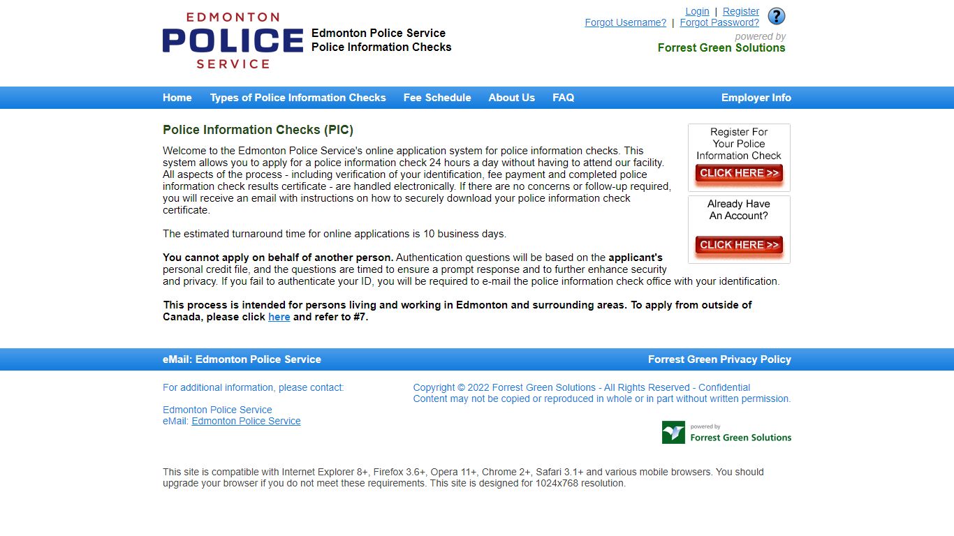 Edmonton Police Service Police Information Checks - Police Solutions